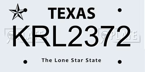 KRL2372 Texas License Plate