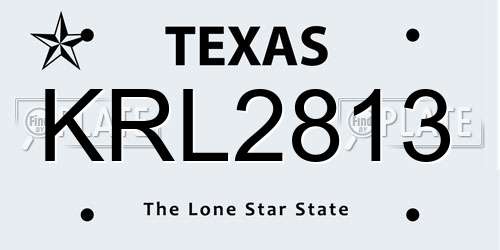 KRL2813 Texas License Plate