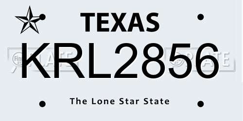 KRL2856 Texas License Plate
