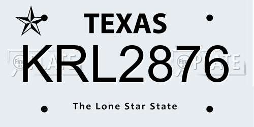 KRL2876 Texas License Plate