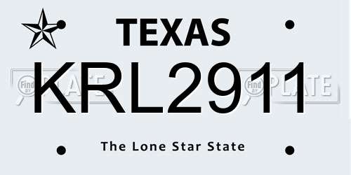 KRL2911 Texas License Plate