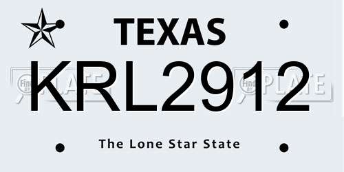 KRL2912 Texas License Plate