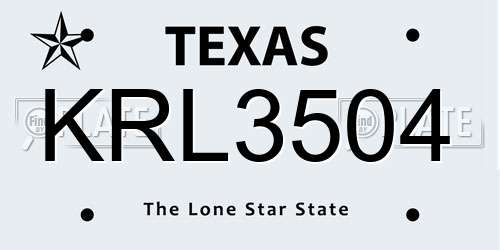 KRL3504 Texas License Plate