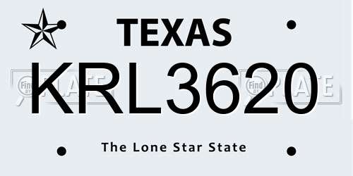 KRL3620 Texas License Plate