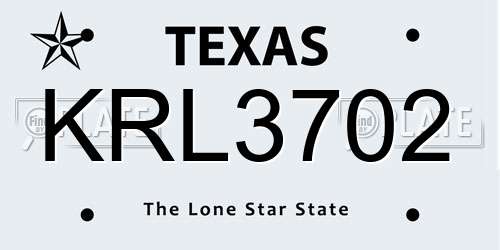 KRL3702 Texas License Plate
