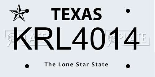 KRL4014 Texas License Plate