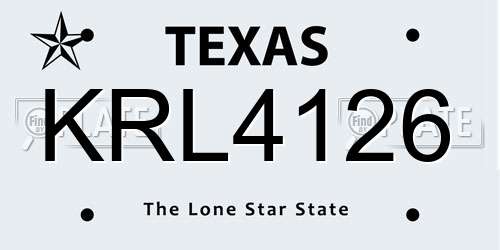 KRL4126 Texas License Plate