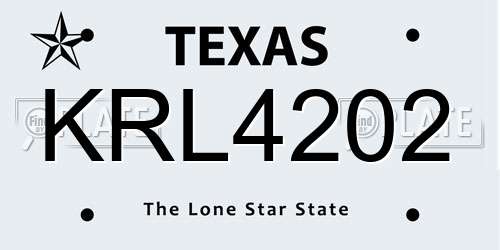 KRL4202 Texas License Plate