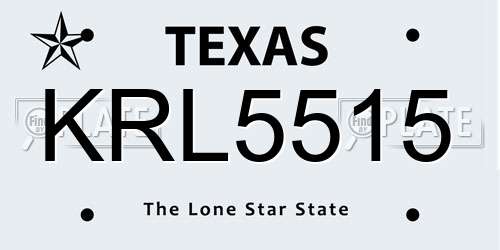 KRL5515 Texas License Plate