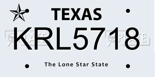 KRL5718 Texas License Plate