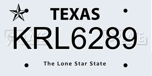 KRL6289 Texas License Plate