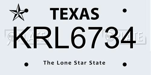 KRL6734 Texas License Plate