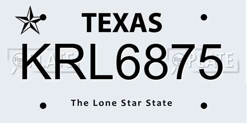 KRL6875 Texas License Plate