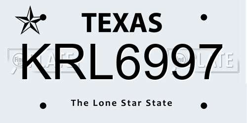 KRL6997 Texas License Plate