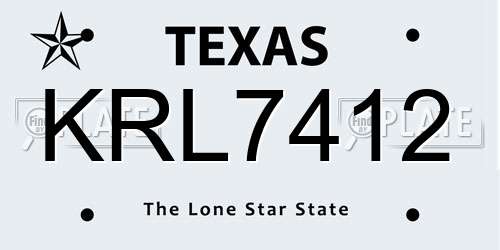 KRL7412 Texas License Plate