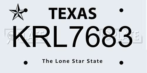 KRL7683 Texas License Plate