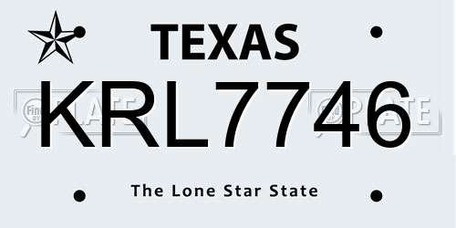 KRL7746 Texas License Plate