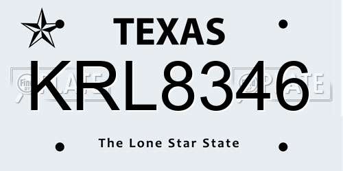 KRL8346 Texas License Plate