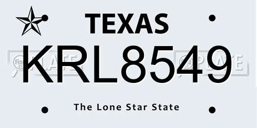 KRL8549 Texas License Plate