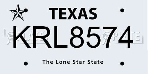 KRL8574 Texas License Plate