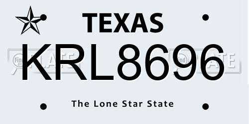 KRL8696 Texas License Plate