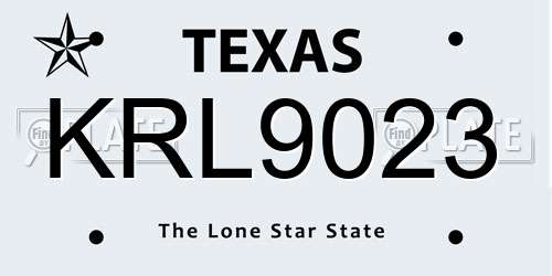 KRL9023 Texas License Plate