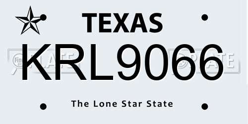 KRL9066 Texas License Plate
