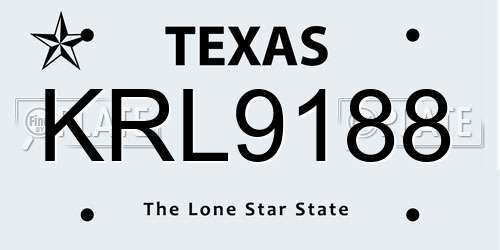 KRL9188 Texas License Plate