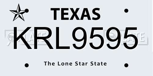 KRL9595 Texas License Plate