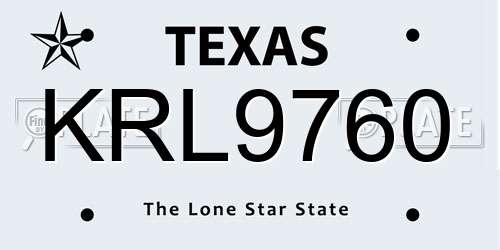 KRL9760 Texas License Plate