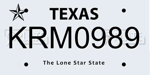 KRM0989 Texas License Plate