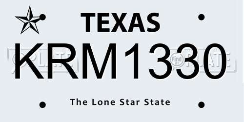 KRM1330 Texas License Plate