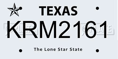 KRM2161 Texas License Plate
