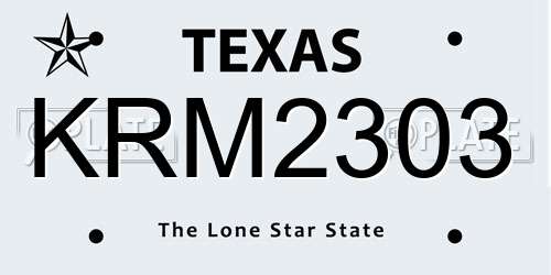KRM2303 Texas License Plate