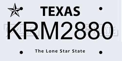 KRM2880 Texas License Plate