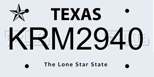 KRM2940 Texas License Plate