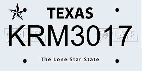 KRM3017 Texas License Plate