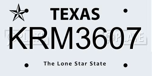 KRM3607 Texas License Plate
