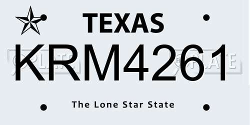 KRM4261 Texas License Plate