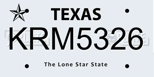 KRM5326 Texas License Plate