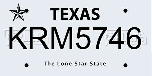 KRM5746 Texas License Plate
