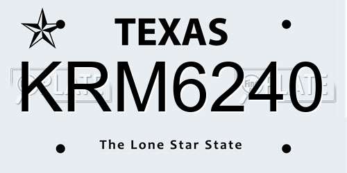 KRM6240 Texas License Plate