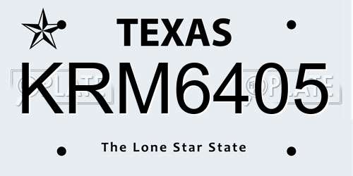 KRM6405 Texas License Plate