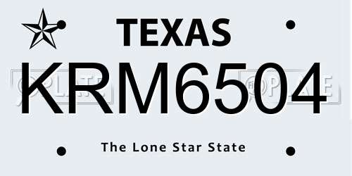 KRM6504 Texas License Plate
