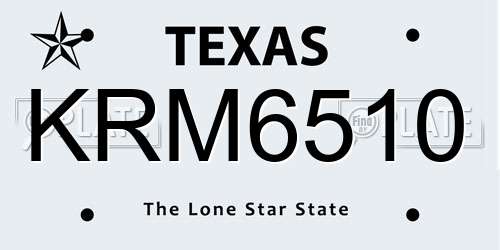KRM6510 Texas License Plate