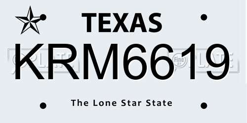 KRM6619 Texas License Plate