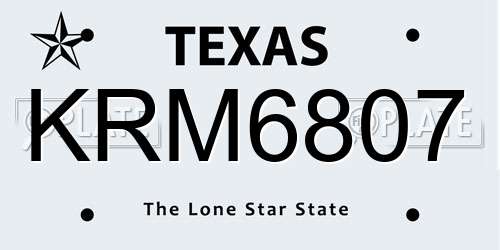 KRM6807 Texas License Plate