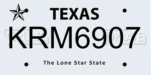 KRM6907 Texas License Plate