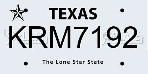 KRM7192 Texas License Plate