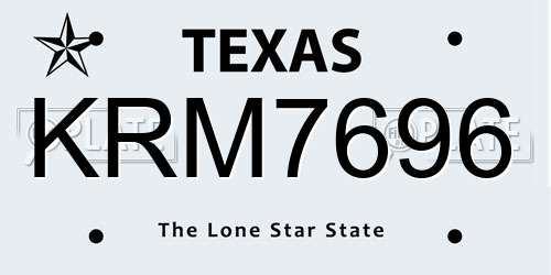 KRM7696 Texas License Plate